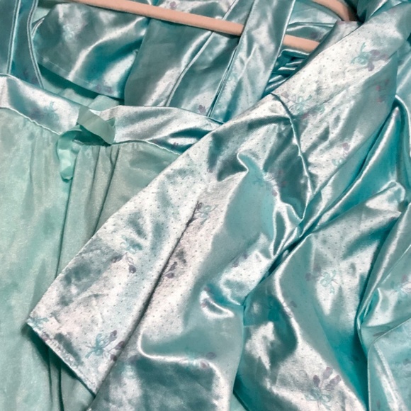 Vintage Previews USA Blue Floral Nightgown and Robe Size Large - Picture 9 of 10